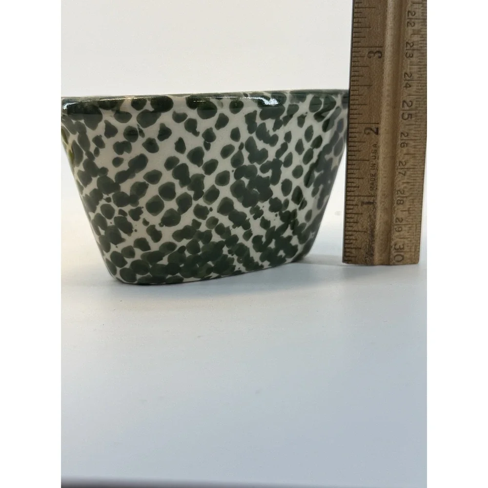 Heart-Shaped‎ Blue Navy Spongeware Pottery 3.5 x 2